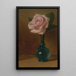 George Henry Hall - Pink Rose In A Green Vas.webp