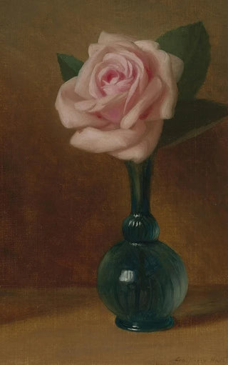 George Henry Hall - Pink Rose In A Green Vas.webp