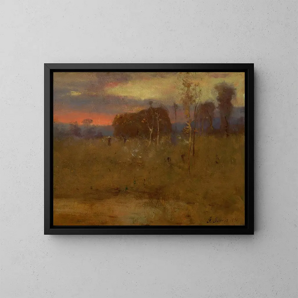 Lichter des Abends auf der Wiese - George Inness — gerahmtes Bild an der Wand