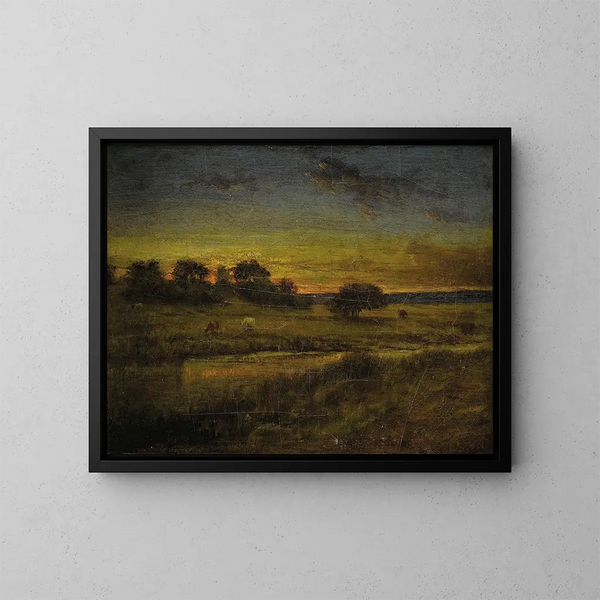 Weide bei Morgengrauen - George Inness — gerahmtes Bild an der Wand