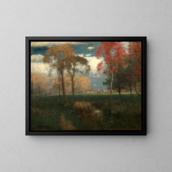 Sonniger Herbsttag - George Inness — gerahmtes Bild an der Wand