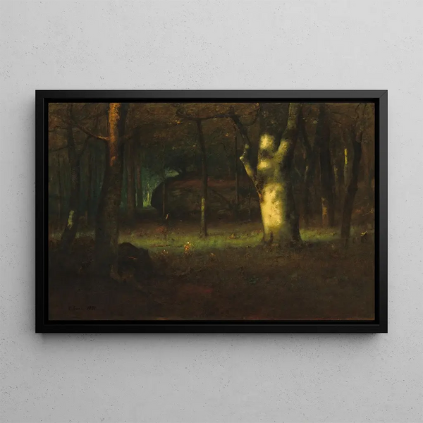 Sonnenuntergang im Wald - George Inness — gerahmtes Bild an der Wand