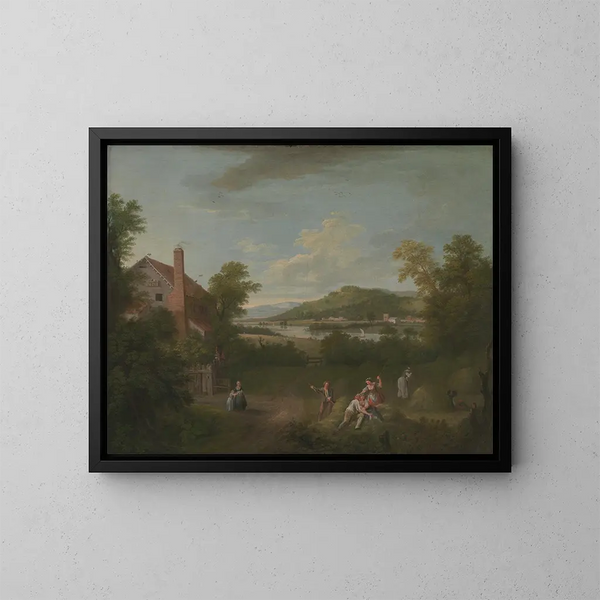Landschaft mit landwirtschaftlichen Arbeitern - George Lambert — gerahmtes Bild an der Wand