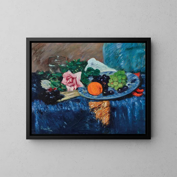 Naturstillleben mit Früchten - George Leslie Hunter — gerahmtes Bild an der Wand