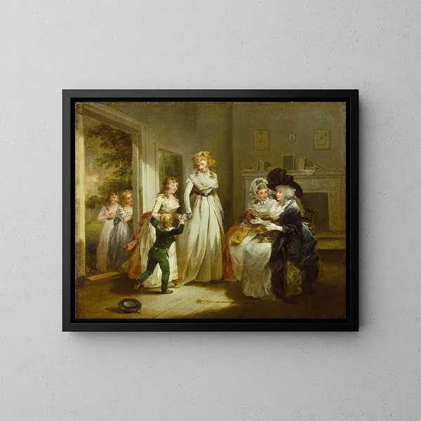 Eine Besuch im Internat - George Morland — gerahmtes Bild an der Wand