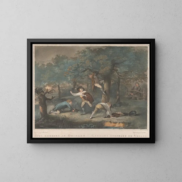 Des garçons volant un verger - George Morland — gerahmtes Bild an der Wand