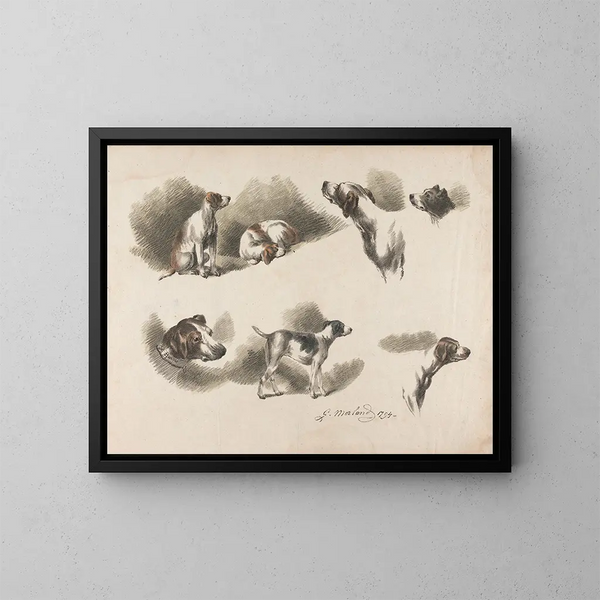 Sept Studien über den Hund - George Morland — gerahmtes Bild an der Wand