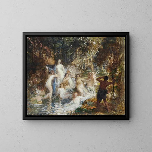 Allegorische Figuren in einem Bach - George Spencer Watson — gerahmtes Bild an der Wand