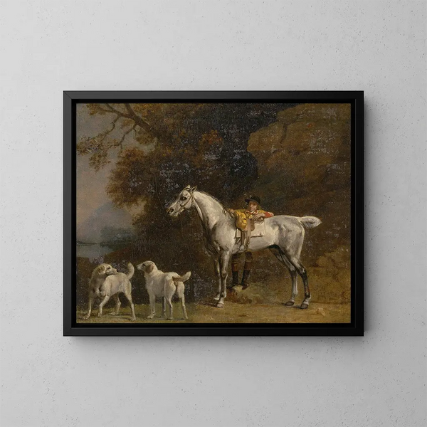 Studien für oder nach dem dritten Herzog von Richmond mit der Jagd von Charleton - George Stubbs — gerahmtes Bild an der Wand