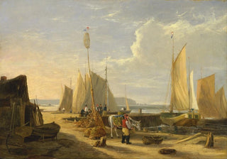 George Vincent - A Harbor Scene in the Isle of Wight Looking Towards the Needles.webp