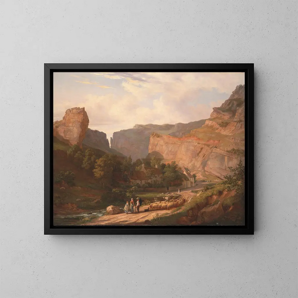 Eine Ansicht des Cheddar-Schlundes - George Vincent — gerahmtes Bild an der Wand