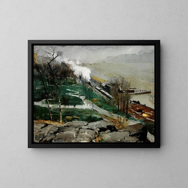 Regen auf dem Fluss - George Wesley Bellows — gerahmtes Bild an der Wand