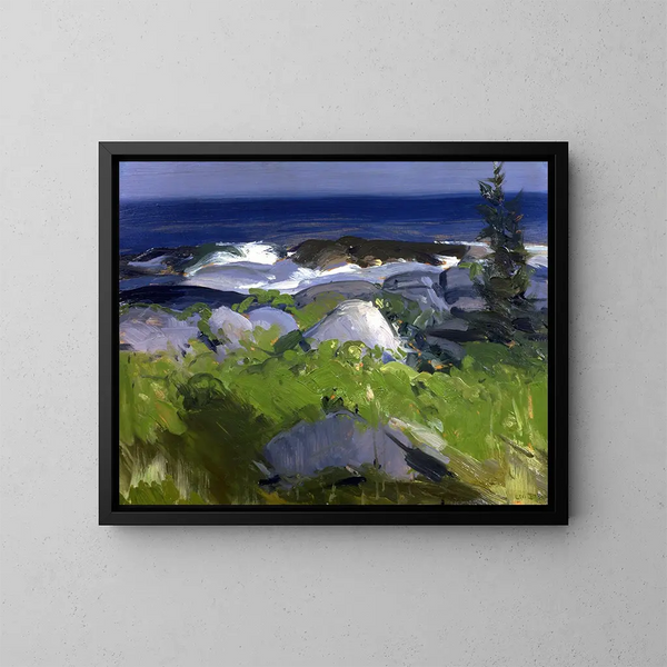 Rivage couvert de vignes, île Monhegan - George Wesley Bellows — gerahmtes Bild an der Wand