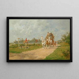 George Wright - A coach and four passing the hunt.webp