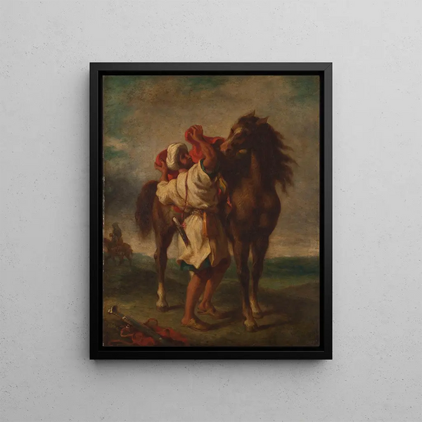 Georges Dcte - Arabe sellant son cheval.webp