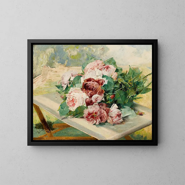 Naturstillleben mit Rosen - Georges Jeannin — gerahmtes Bild an der Wand