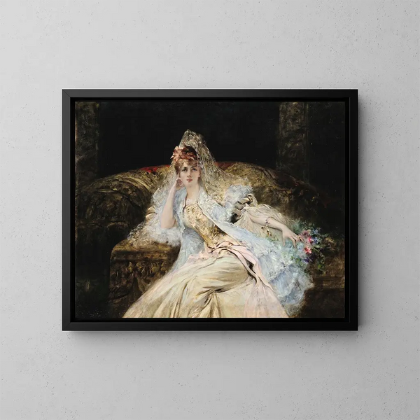 Dame à la mantille - Georges Jules Victor Clairin — gerahmtes Bild an der Wand