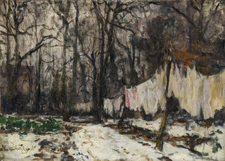 Georges Moteley - Parkbume mit aufgehngter Wsche.webp