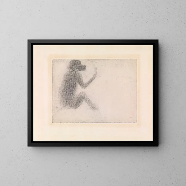 Singe sitzend - Georges Seurat — gerahmtes Bild an der Wand