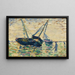 Drei Schiffe und ein Matrose Studie für L'échouage Grandcamp - Georges Seurat — gerahmtes Bild an der Wand