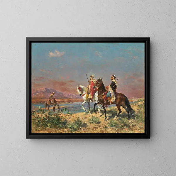 Kavaliere in einer Landschaft - Georges Washington — gerahmtes Bild an der Wand