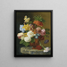 Eine Stillleben mit Rosen, Pfingstrosen, Tulpen, Narzissen, Nelken und anderen Blumen in einer Vase - Georgius Jacobus Johannes van Os — gerahmtes Bild an der Wand