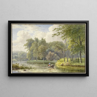 Georgius Jacobus Johannes van Os - Landschap met figuren in een roeibootje.webp