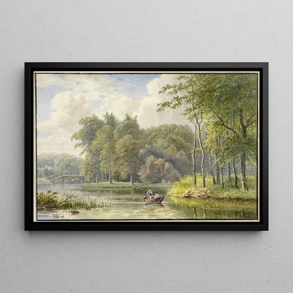 Landschaft mit Figuren in einem Boot - Georgius Jacobus Johannes van Os — gerahmtes Bild an der Wand