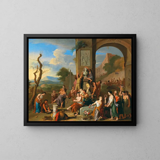Ein Opfer in römischen Ruinen - Gerard Hoet — gerahmtes Bild an der Wand