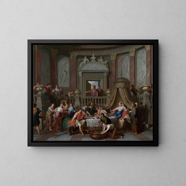 Der Festmahl der Kleopatra - Gerard Hoet — gerahmtes Bild an der Wand