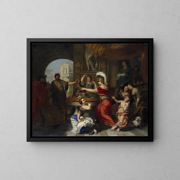 Achille erkannt von Ulysses am Hof von Lycomède - Gerard de Lairesse — gerahmtes Bild an der Wand