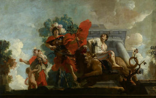 Gerard de Lairesse - Fortitudo breidelt de zotheid Allegorische voorstelling van de verzorging van leprozen en onnozelen.webp