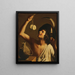 eines jungen Mannes, der eine brennende Kerze hält, mit einer Flasche Scamorza-Käse neben ihm - Gerard van Honthorst — gerahmtes Bild an der Wand