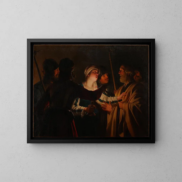 Der Verrat des heiligen Petrus - Gerard van Honthorst — gerahmtes Bild an der Wand