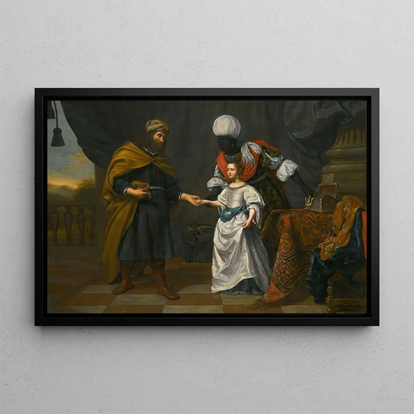 Gerard van Kuijl - An Old Testament Scene Possibly Eliezer Offering Jewels To Rebecca.webp