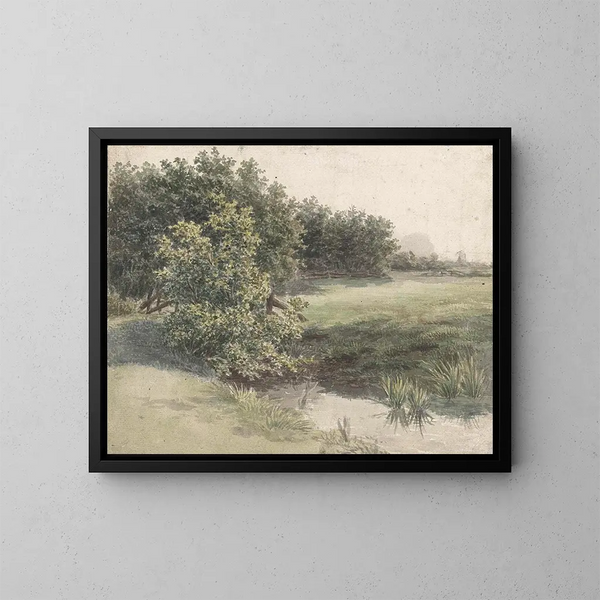 Landschaftsbild mit Poldern und Wassergraben - Gerardina Jacoba van de Sande Bakhuyzen — gerahmtes Bild an der Wand