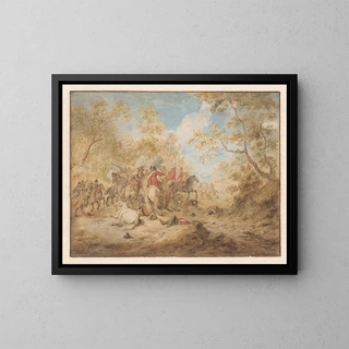 Landschaft mit Rittern im Kampf - Gerardus Josephus Xavery — gerahmtes Bild an der Wand