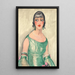 Portrait einer Frau in grünem Kleid und Perlen - Gerda Wegener — gerahmtes Bild an der Wand