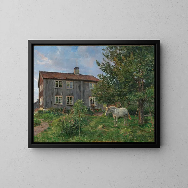 À la ferme Ulvin - Gerhard Munthe — gerahmtes Bild an der Wand