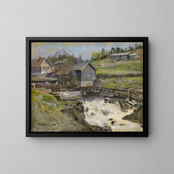 Wasserfall bei Stange in Hedmark - Gerhard Munthe — gerahmtes Bild an der Wand