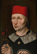 Portrait eines Mannes mit rotem Hut - Deutsche Schule — Ansicht des Kunstwerks