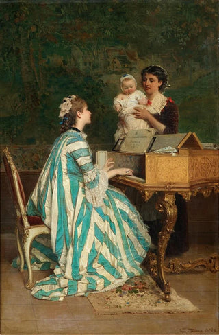 Gerolamo Induno - A Young Mother Playing the Hapsichord.webp