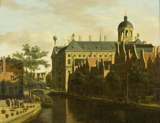 Gerrit Adriaensz Berckheyde - The Nieuwezijds Voorburgwal with the Flower and Tree Market in Amsterdam.webp