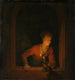 Mädchen mit einer Öllampe an einem Fenster - Gerrit Dou — Ansicht des Kunstwerks