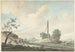 Landschaft bei den Dünen mit einem Kilometerstein und zwei Spaziergängern - Gerrit Toorenburgh — Ansicht des Kunstwerks
