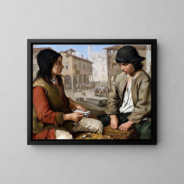 Des Spielern beim Kartenspielen um Körbe - Giacomo Ceruti — gerahmtes Bild an der Wand
