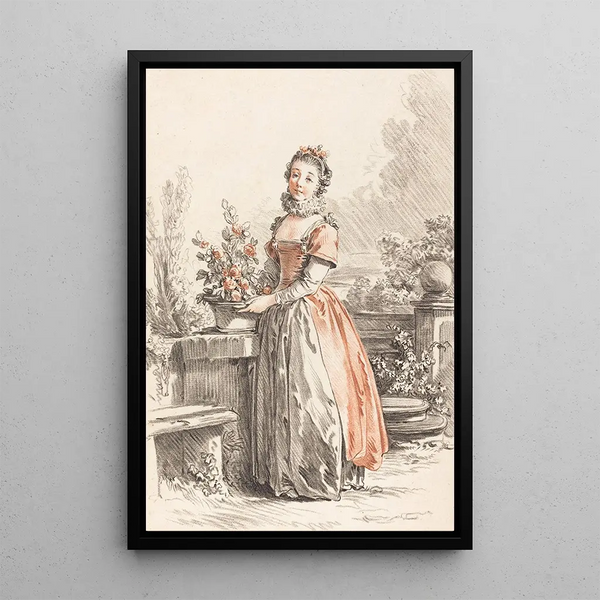 Gilles Demarteau the Elder - A Young Woman Standing In A Park.webp