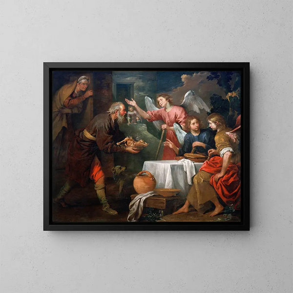 Abraham und die drei Engel - Giovanni Andrea de Ferrari — gerahmtes Bild an der Wand