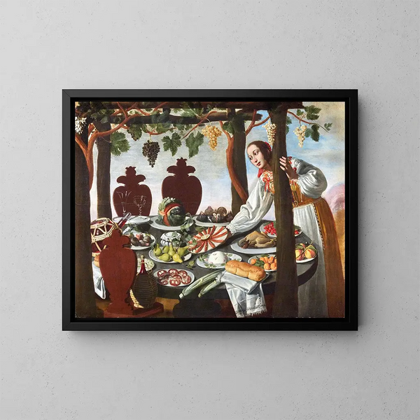 Allegorie der Jahreszeiten oder Allegorien der Sinne - Giovanni Battista Cartei — gerahmtes Bild an der Wand