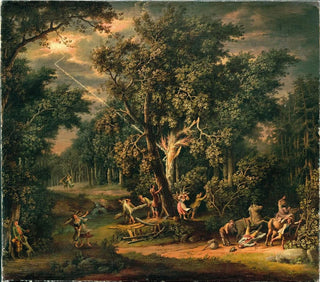 Giovanni Battista Innocenzo Colombo - Travellers in a nocturnal landscape with lightning.webp